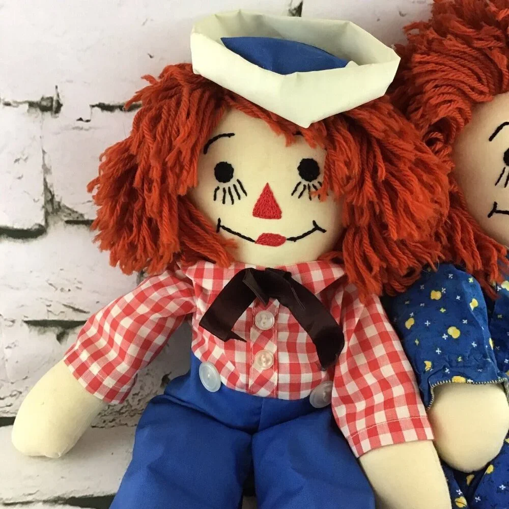 Vintage Raggedy‎ Ann Andy 20” Plush Rag Dolls Classic Toys Set Of 2 Collectible